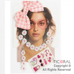 SET DISFRAZ MO�O ANTEOJOS COLLAR PULSERA ARITOS Y STICKERS x 1